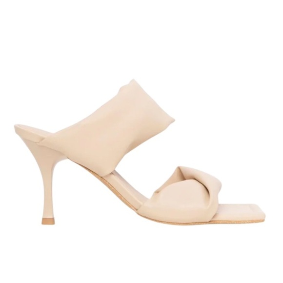 Alohas Twist Strap Mules In Ivory Vegan Leather Square Toe Heel Sandal NWOB - Picture 2 of 11